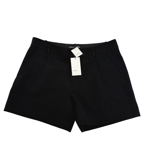 Vince Pants - Vince Women's Size 8 Black‎ Cotton Linen Blend Tailored Pleated Shorts NEW